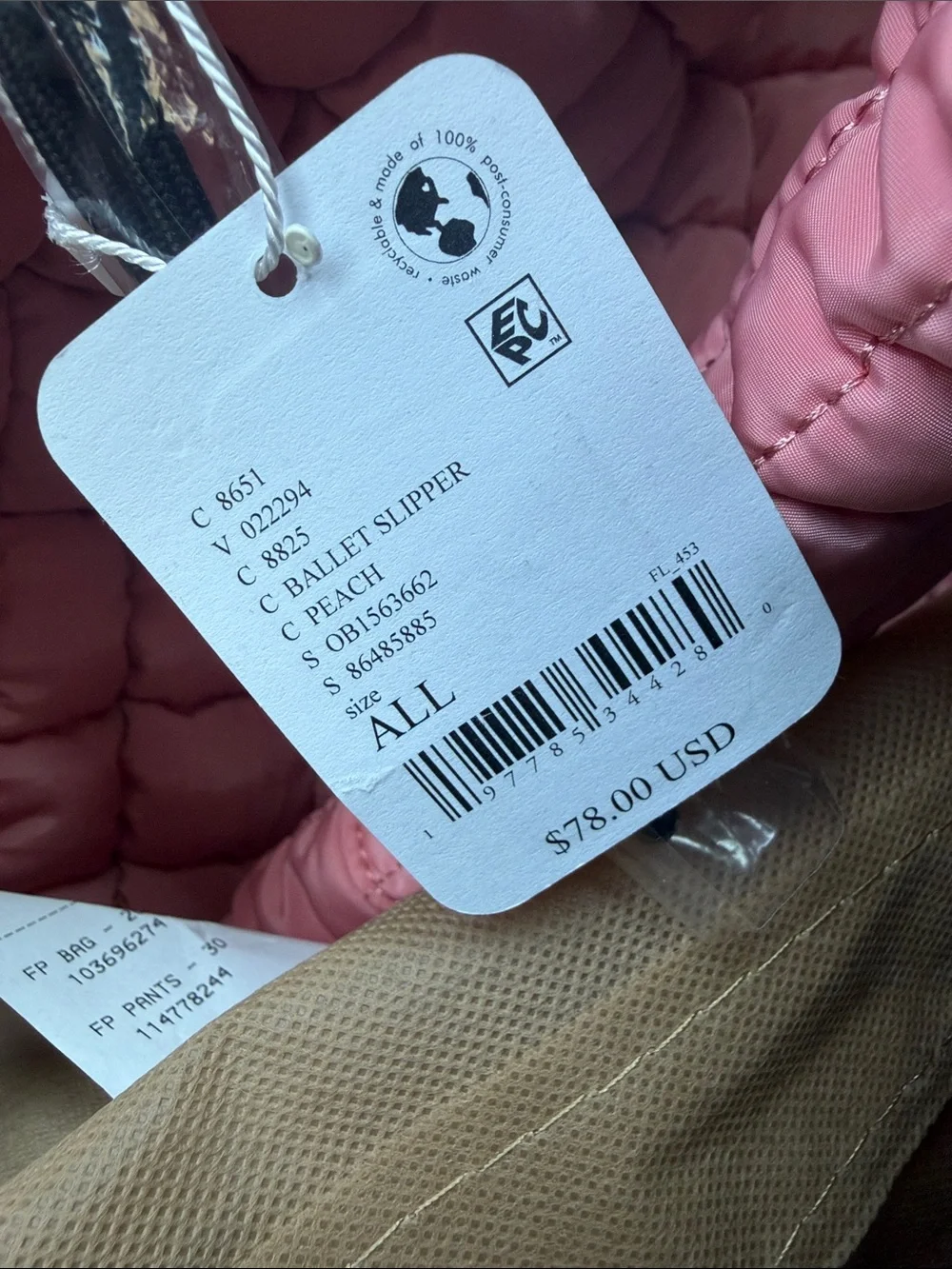 FP Movement by Free People Quilted Padded Hobo Bag in peach/ Pink
